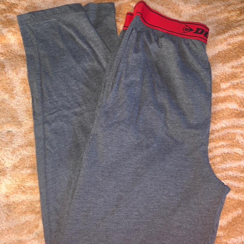Dunlop Men’s  Gray and Red Pajama Pants with Pockets Sz Small NWOT